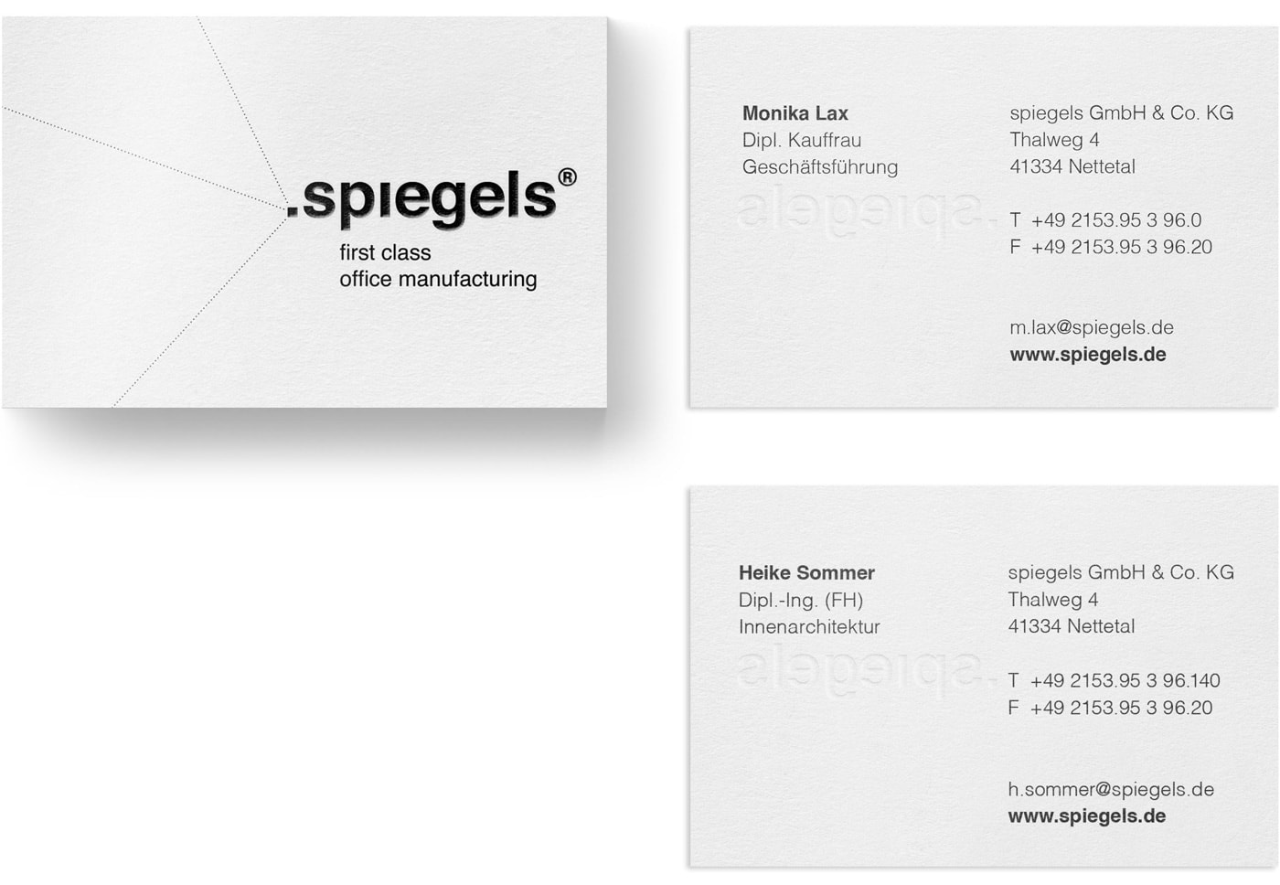 Visitenkarten Corporate Design – Spiegels First Class Office Manufacturing